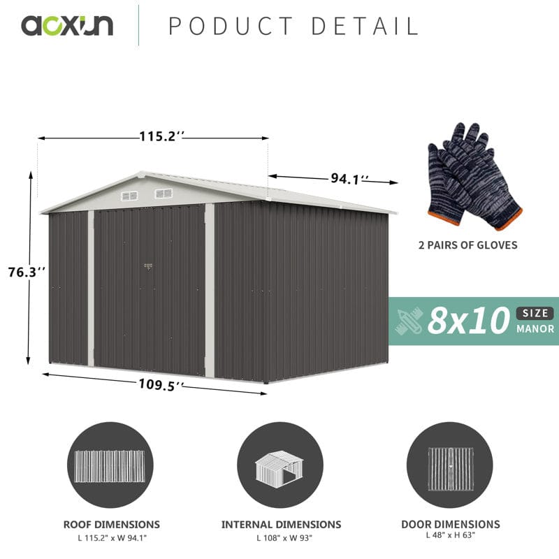 10 ft. W x 8 ft. D Storage Shed
