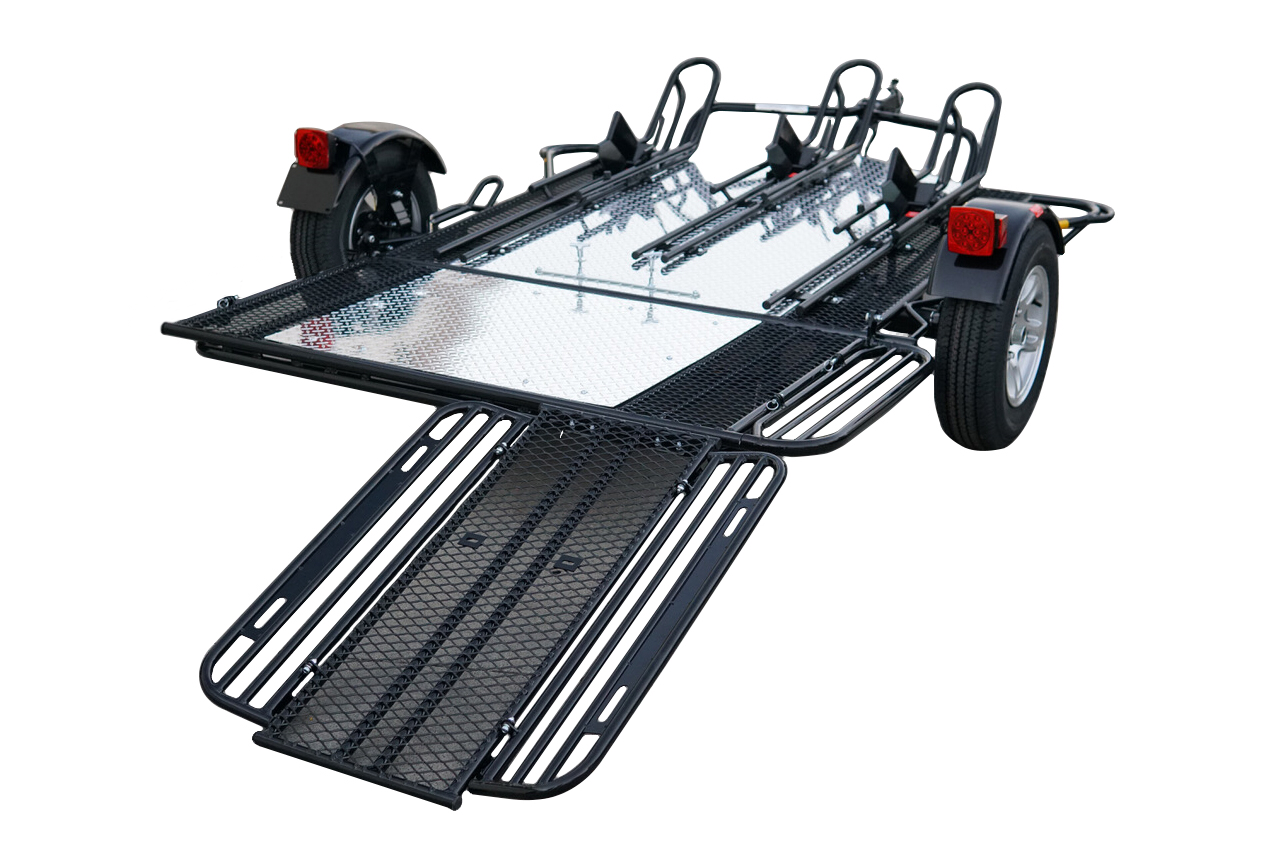 Stand, Store or Roll Ride-Up 3-Rail Motorcycle Trailer Shoesocean