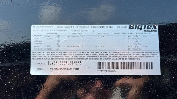 Big Tex 22GN 35' Tandem Dual Gooseneck Trailer with Mega Ramps – 35D5A-MRBK