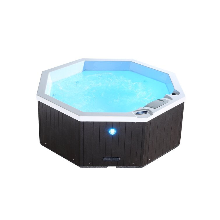 Canadian Spa Co Muskoka 5 – Person 14 – Jet Acrylic Round Plug and Play Hot Tub with Ozonator in Brown Shoesocean