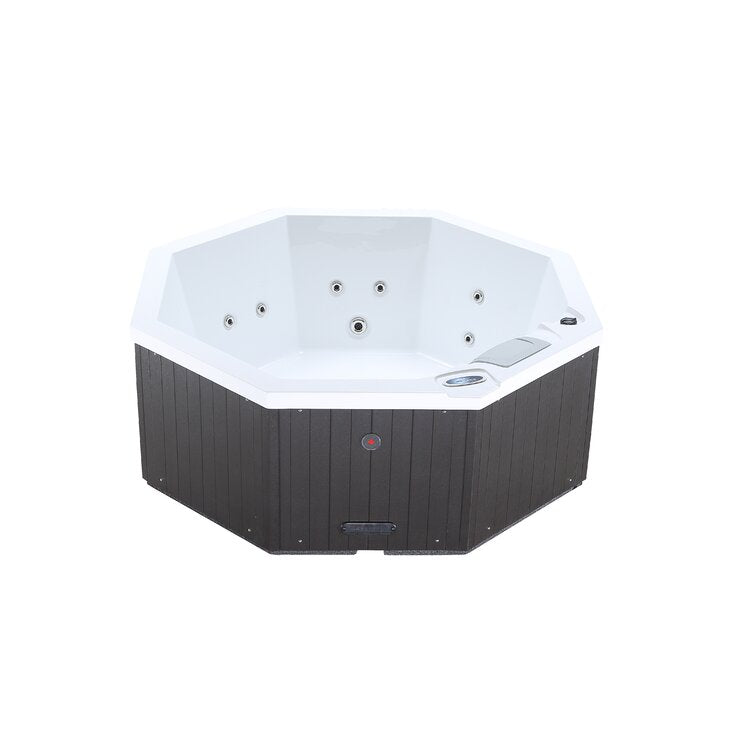 Canadian Spa Co Muskoka 5 – Person 14 – Jet Acrylic Round Plug and Play Hot Tub with Ozonator in Brown Shoesocean