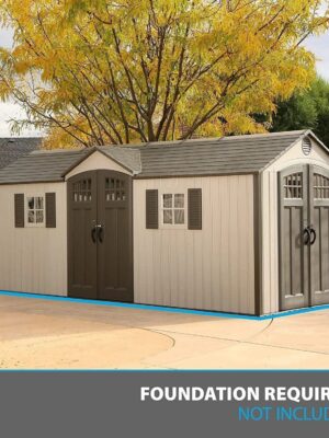 Lifetime 60127 20 x 8 Ft. Outdoor Storage Shed, Desert Sand