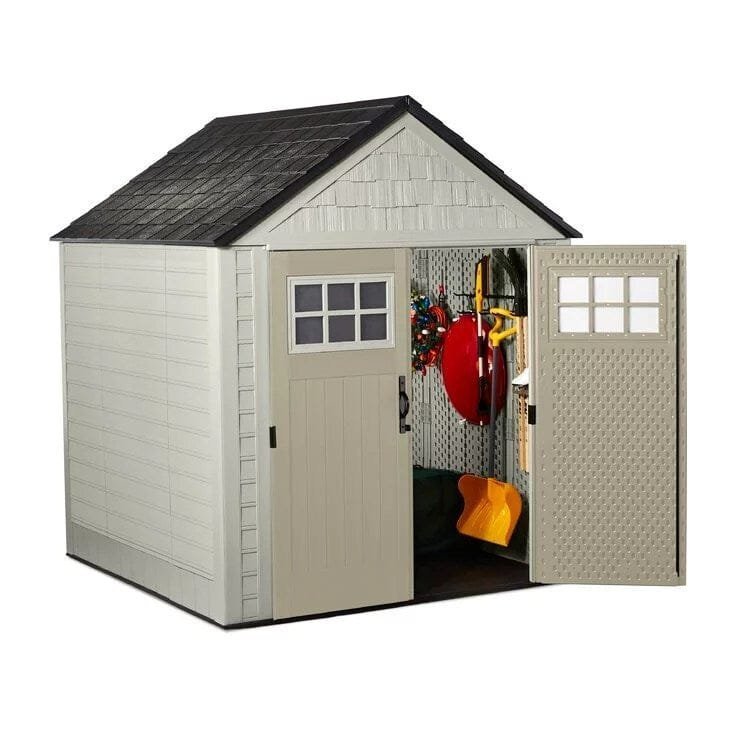 Rubbermaid 7×7 Ft Durable Weatherproof Resin Outdoor Storage Shed - ShoesOcean