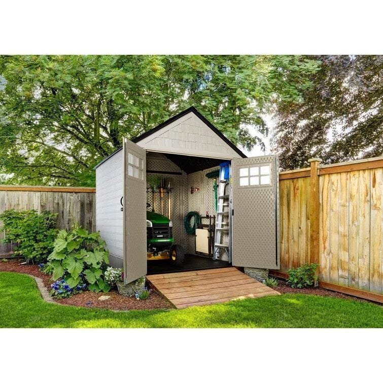 Rubbermaid 7×7 Ft Durable Weatherproof Resin Outdoor Storage Shed - ShoesOcean