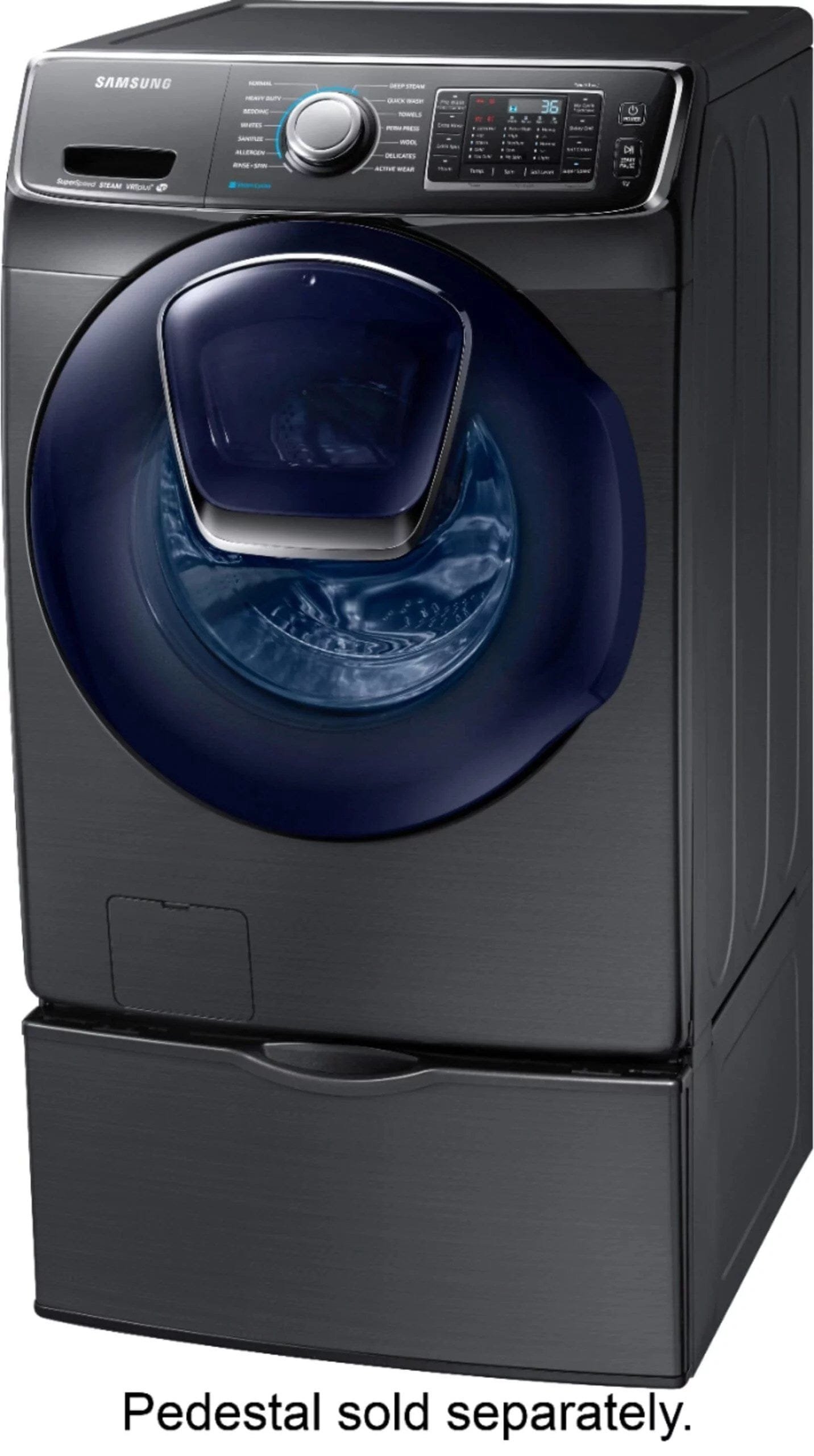 Samsung – 4.5 Cu. Ft. High Efficiency Stackable Front Load Washer with Steam and AddWash – Black stainless steel