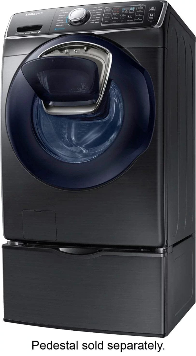 Samsung – 4.5 Cu. Ft. High Efficiency Stackable Front Load Washer with Steam and AddWash – Black stainless steel