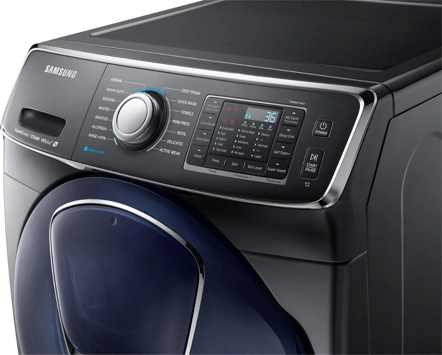 Samsung – 4.5 Cu. Ft. High Efficiency Stackable Front Load Washer with Steam and AddWash – Black stainless steel