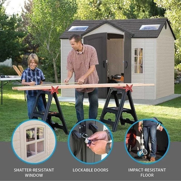 Side 10 ft. W x 8 ft. D Plastic Storage Shed