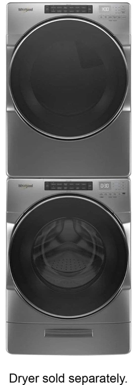 Whirlpool – 4.5 Cu. Ft. High Efficiency Stackable Front Load Washer with Steam and Load & Go XL Dispenser – Chrome shadow