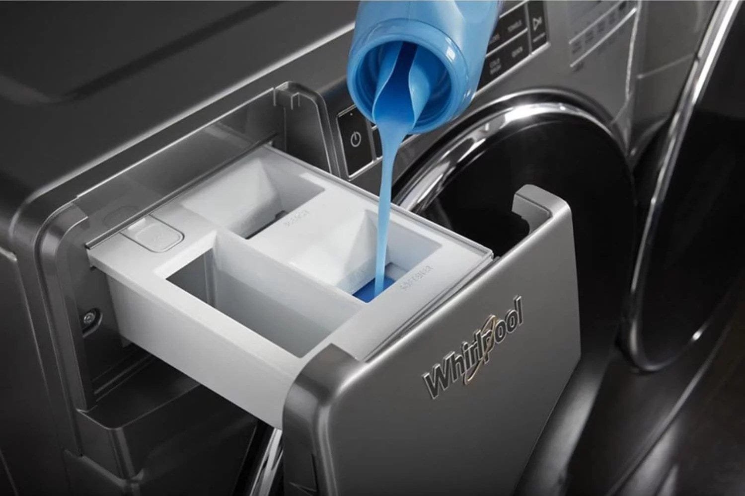 Whirlpool – 4.5 Cu. Ft. High Efficiency Stackable Front Load Washer with Steam and Load & Go XL Dispenser – Chrome shadow