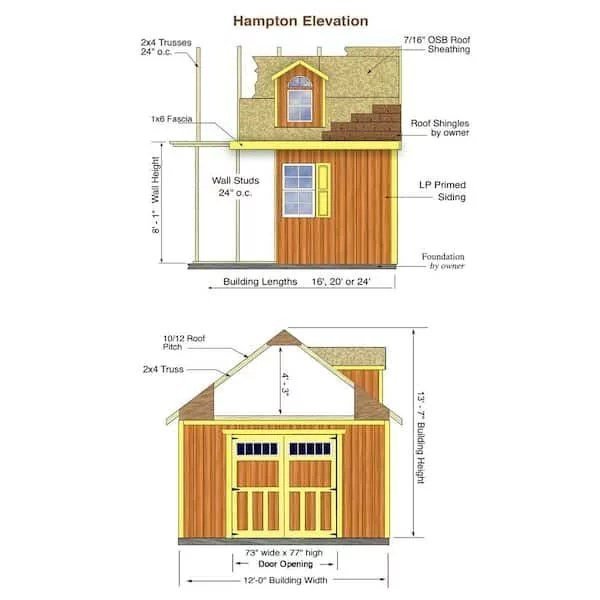 Best barns Hampton 12×24 Wood Storage Shed Kit Installation Included Shoesocean