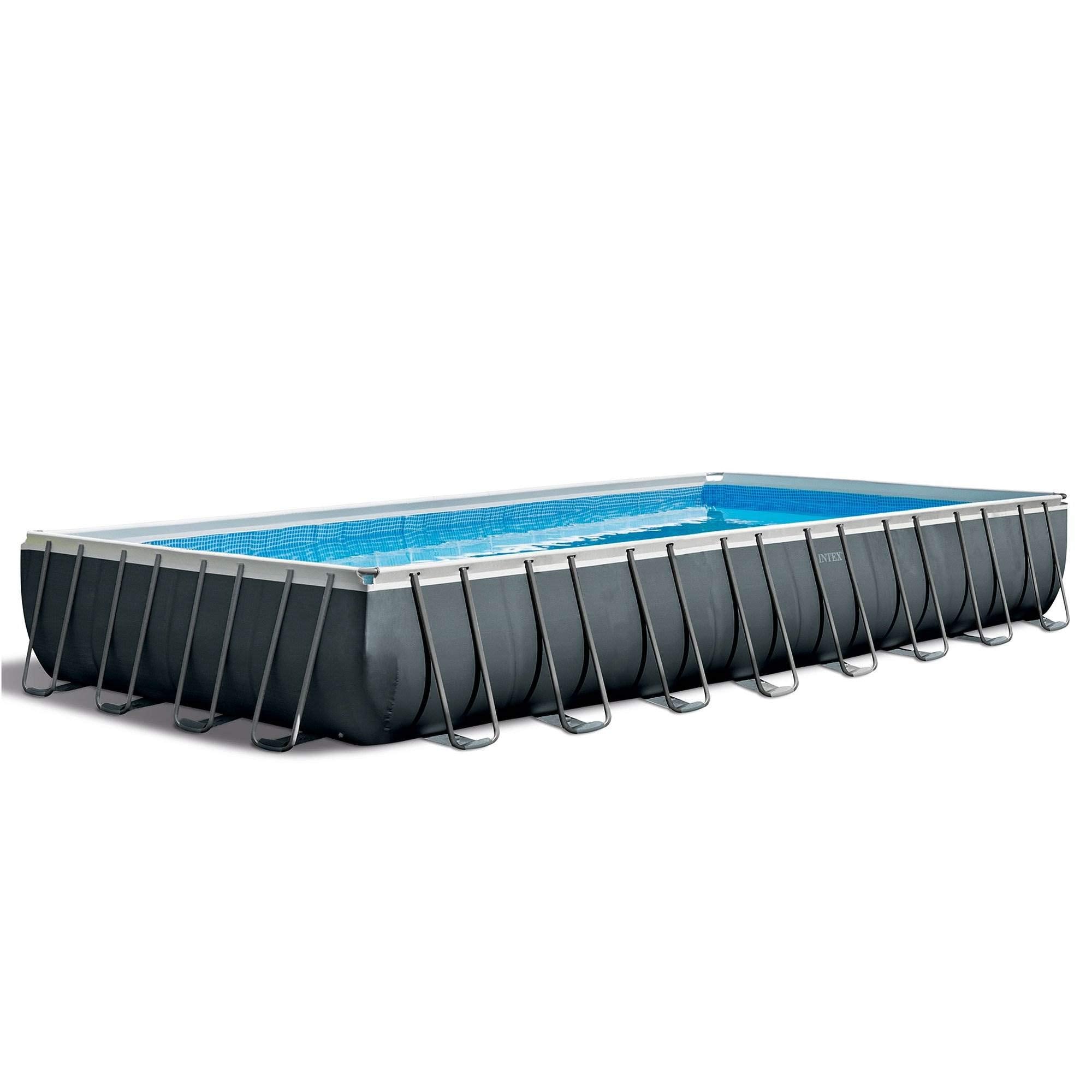 Intex 24ft x 12ft x 52in Ultra XTR Frame Rectangular Swimming Pool Set with Sand Filter Pump, Ladder, Ground Cloth, Cover and Robot Vacuum