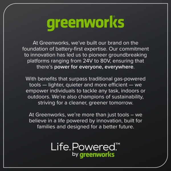 Greenworks 60V 21″ Self Propelled Lawn Mower with (1) 8.0 Ah Battery & Rapid Charger 2546402