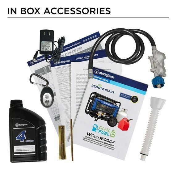 Westinghouse 4650 Peak Watt Dual Fuel Portable Generator, Remote Electric Start, RV Ready Outlet