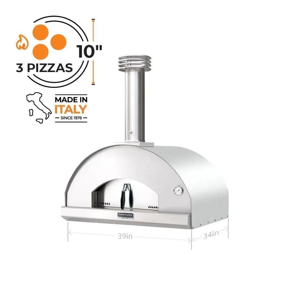 Fontana Forni Mangiafuoco Wood-Fired Pizza Oven – Stainless – FTMF-S