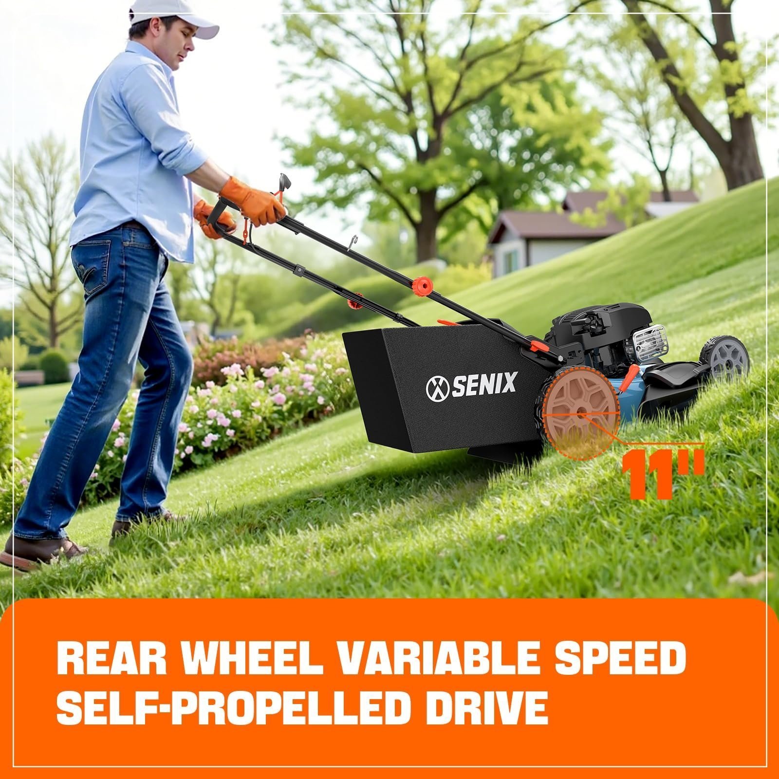 SENIX LSSG-H2 22-Inch Self Propelled Gas Lawn Mower with 163 cc 4-Cycle Engine