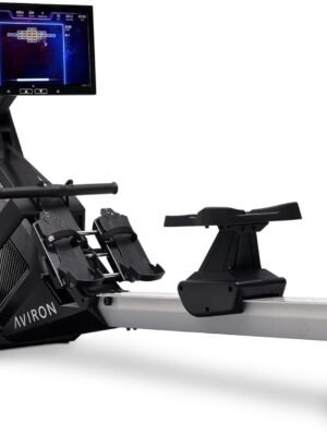 Aviron Strong Series Rower: 22″ HD Touchscreen, Dual Air & Magnetic Resistance up to 100 lbs. Game-Based Workouts, Streaming, Compact Design