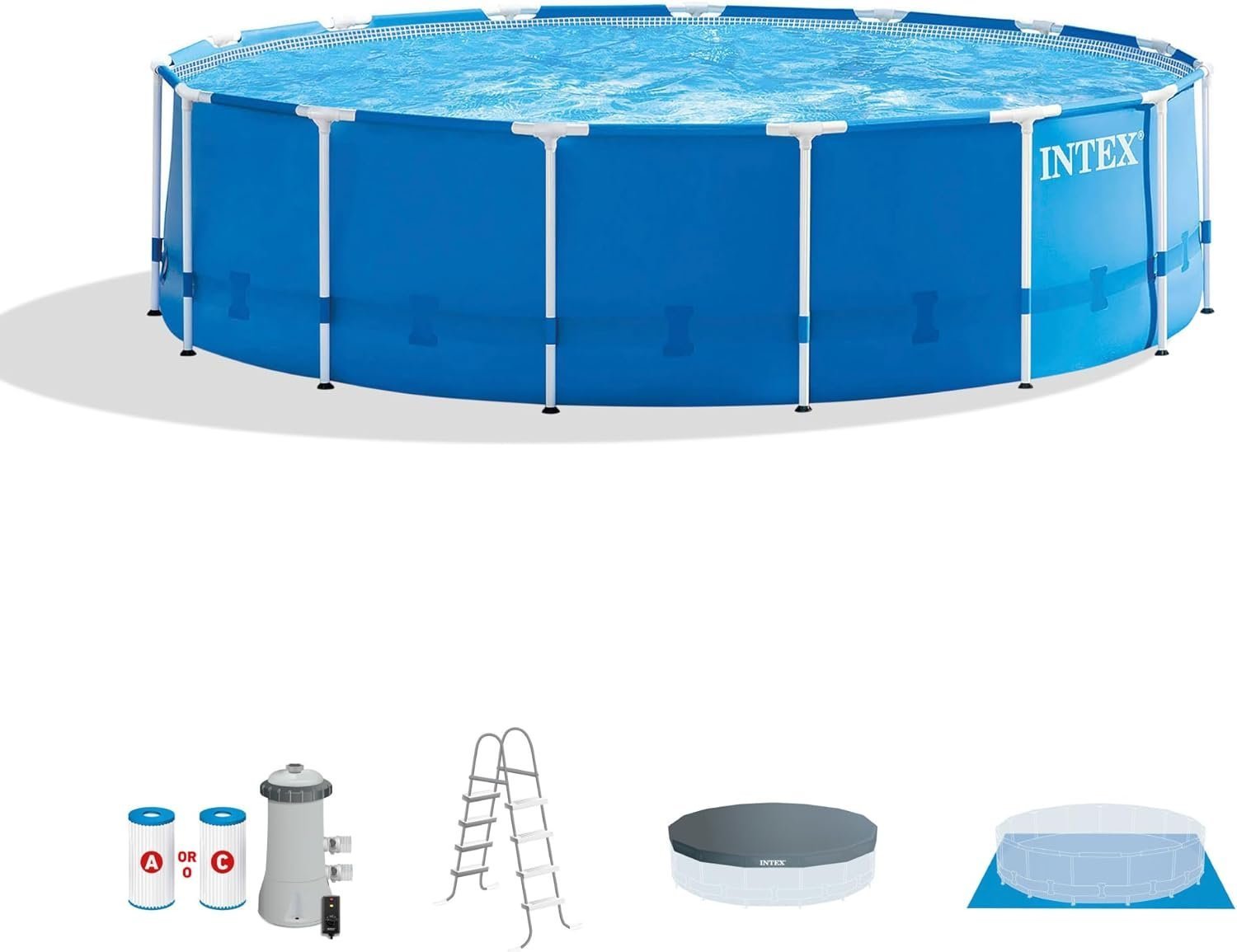 Intex 15′ x 48′ Metal Frame Above Ground Pool Set