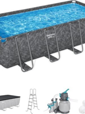 Bestway APX 365 18′ x 9′ x 52″ Rectangular Above Ground Swimming Pool