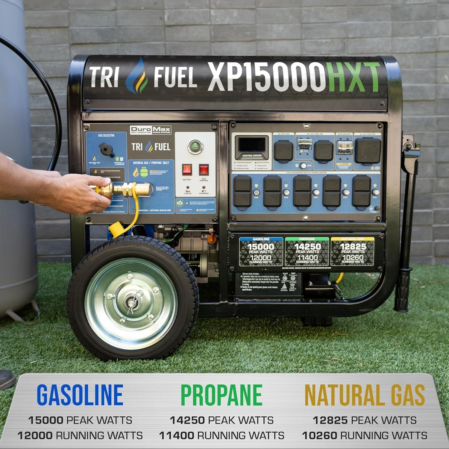 DuroMax 15,000-Watt Tri-Fuel Portable Generator XP15000HXT