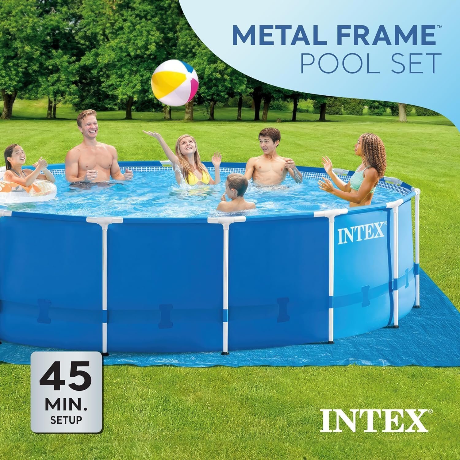 Intex 15′ x 48′ Metal Frame Above Ground Pool Set