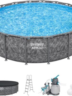 Bestway APX 365 18’x52″ Round Above Ground Swimming Pool Set with Pump & Ladder