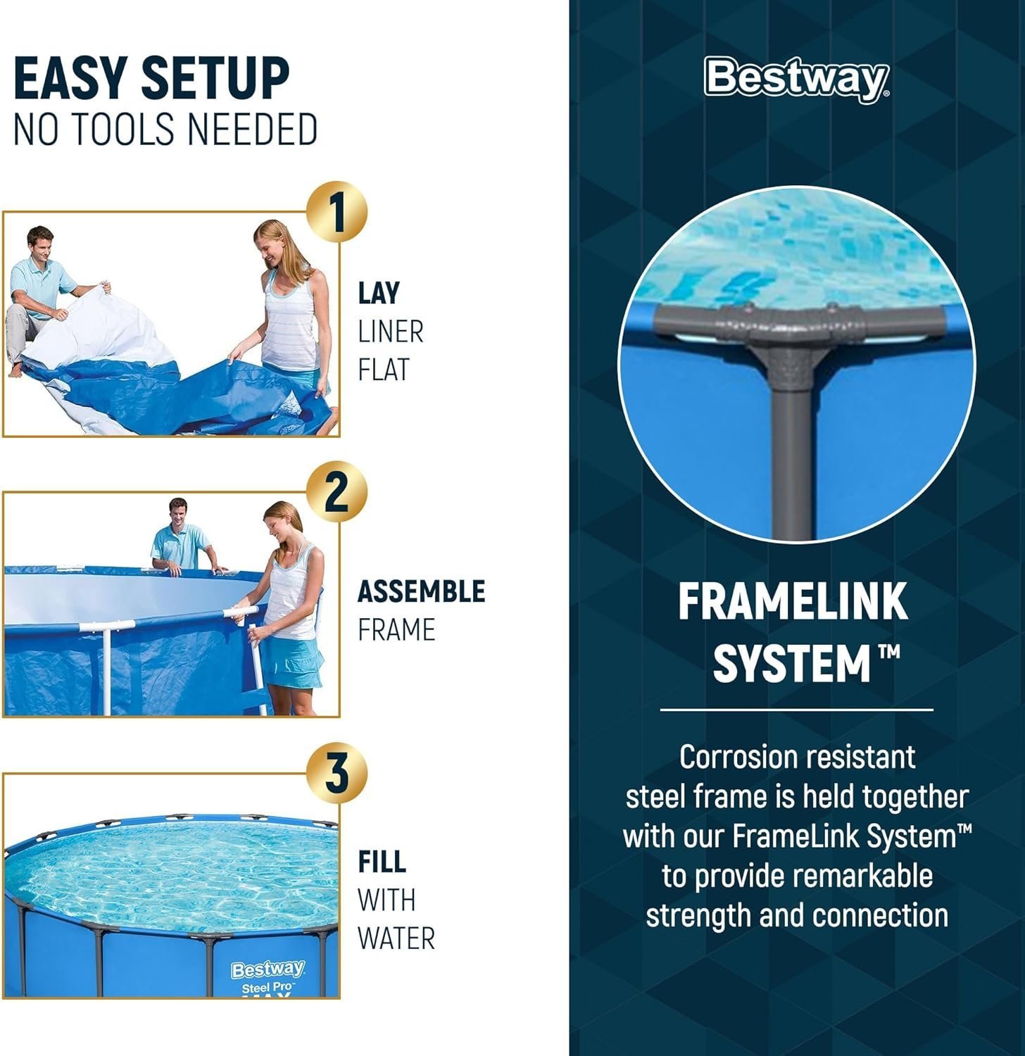Bestway Steel Pro Max 15′ x 48″ Round Above Ground Pool Kit