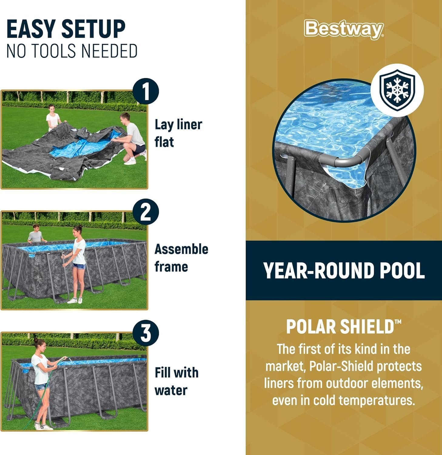 Bestway APX 365 18′ x 9′ x 52″ Rectangular Above Ground Swimming Pool