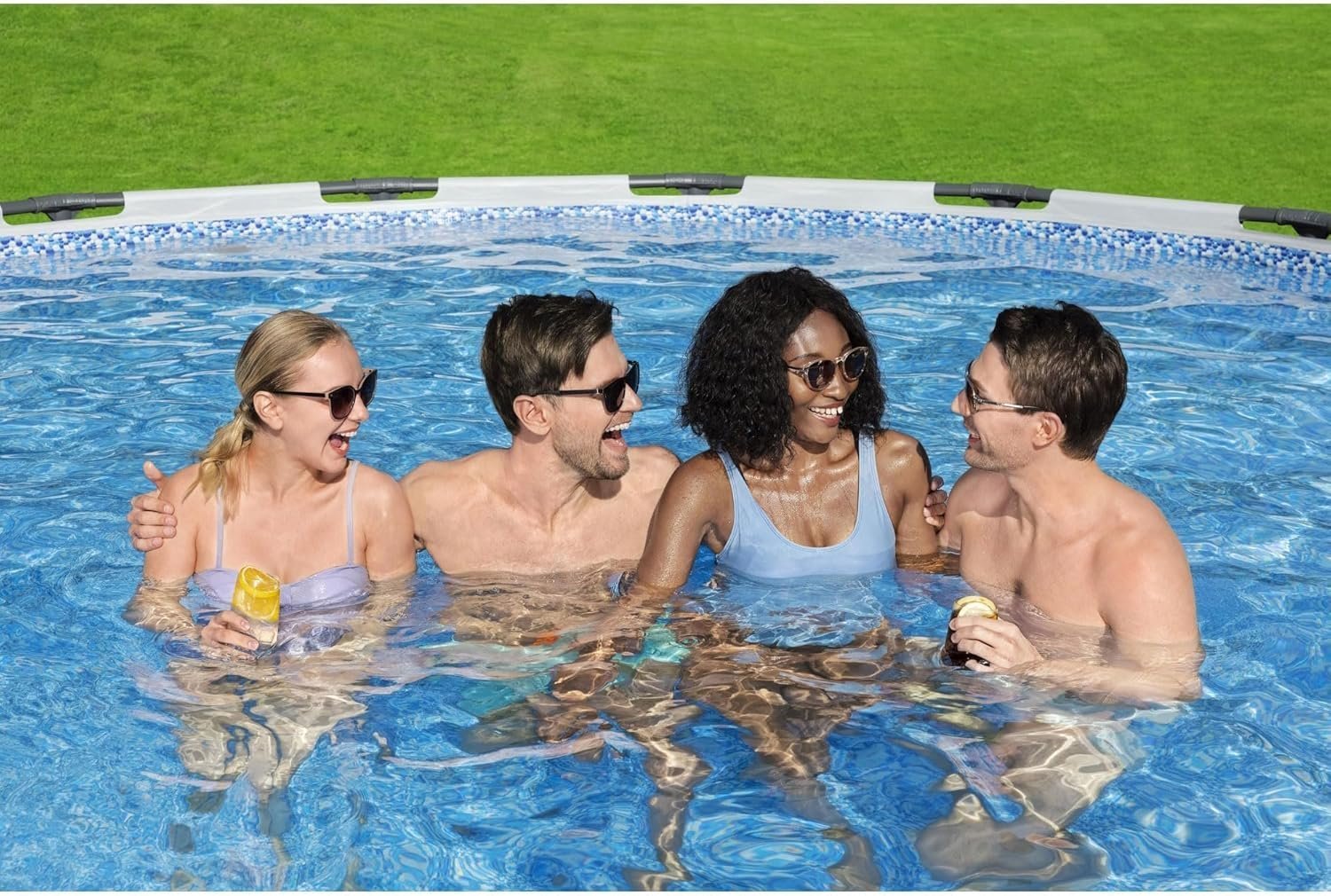 Bestway Steel Pro MAX 16 Foot x 48 Inch Round Metal Frame Above Ground Outdoor Swimming Pool Set