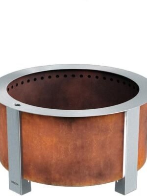 X Series 28 Inch Round Corten Steel Wood-Burning Fire Pit in Stainless Steel by Breeo