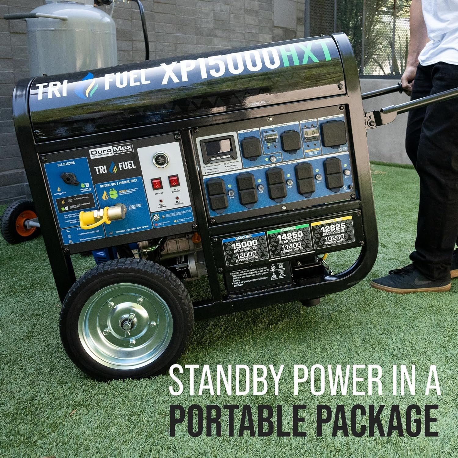 DuroMax 15,000-Watt Tri-Fuel Portable Generator XP15000HXT