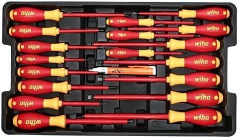 Wiha 32800 Insulated Tool Set with Screwdrivers, Nut Drivers, Pliers, Cutters, Ruler, Knife and Sockets in Rolling Tool Case, 10,000 Volt Tested and 1000 Volt Rated, 80-Piece Set