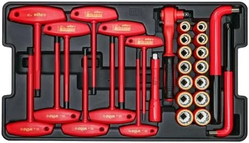 Wiha 32800 Insulated Tool Set with Screwdrivers, Nut Drivers, Pliers, Cutters, Ruler, Knife and Sockets in Rolling Tool Case, 10,000 Volt Tested and 1000 Volt Rated, 80-Piece Set