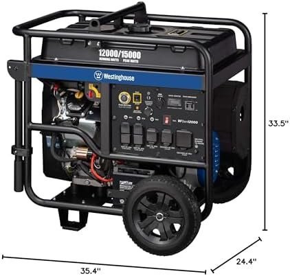 Westinghouse 18000 Peak Watt Home Backup Portable Generator, Remote Electric Start, Transfer Switch Ready 30A & 50 Outlets, Gas Powered, CO Sensor