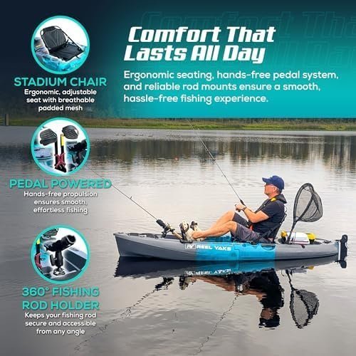 Reel Yaks Raptor Modular Fishing Kayak – 9.5ft Lightweight Sit On Top Kayak for Adults & Youth – Stable & Portable, Ideal Space-Saving Design for Travel – 380lbs Capacity