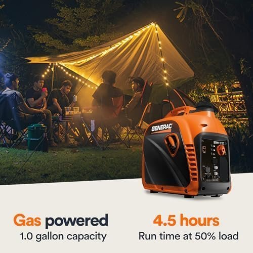 Generac 8251 GP2500i 2,500-Watt Gas Powered Portable Inverter Generator – Compact and Lightweight Design – Produces Clean, Stable Power – COsense Technology – CARB Compliant – Orange/Black