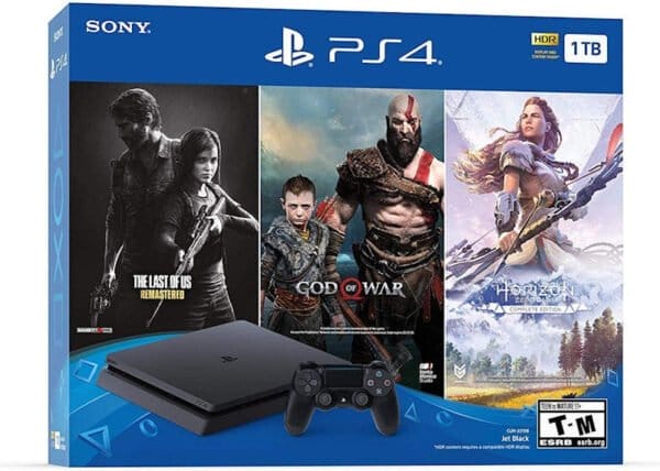 Sony PlayStation 4 PS4 Slim 1TB 3 Game Bundle Jet Black Console (US Plug) CUH-2215B