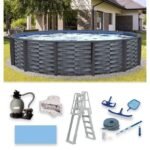 Blue Wave Affinity 24-ft Round 52-in Deep 7-in Top Rail Resin Swimming Pool Package