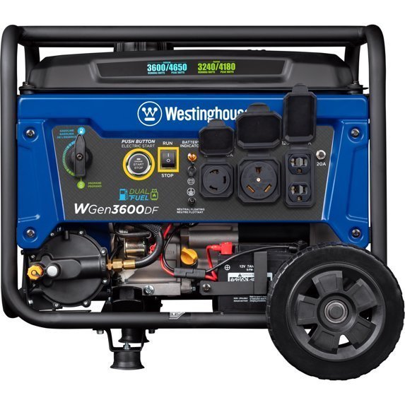 Westinghouse 4650 Peak Watt Dual Fuel Portable Generator, Remote Electric Start, RV Ready Outlet