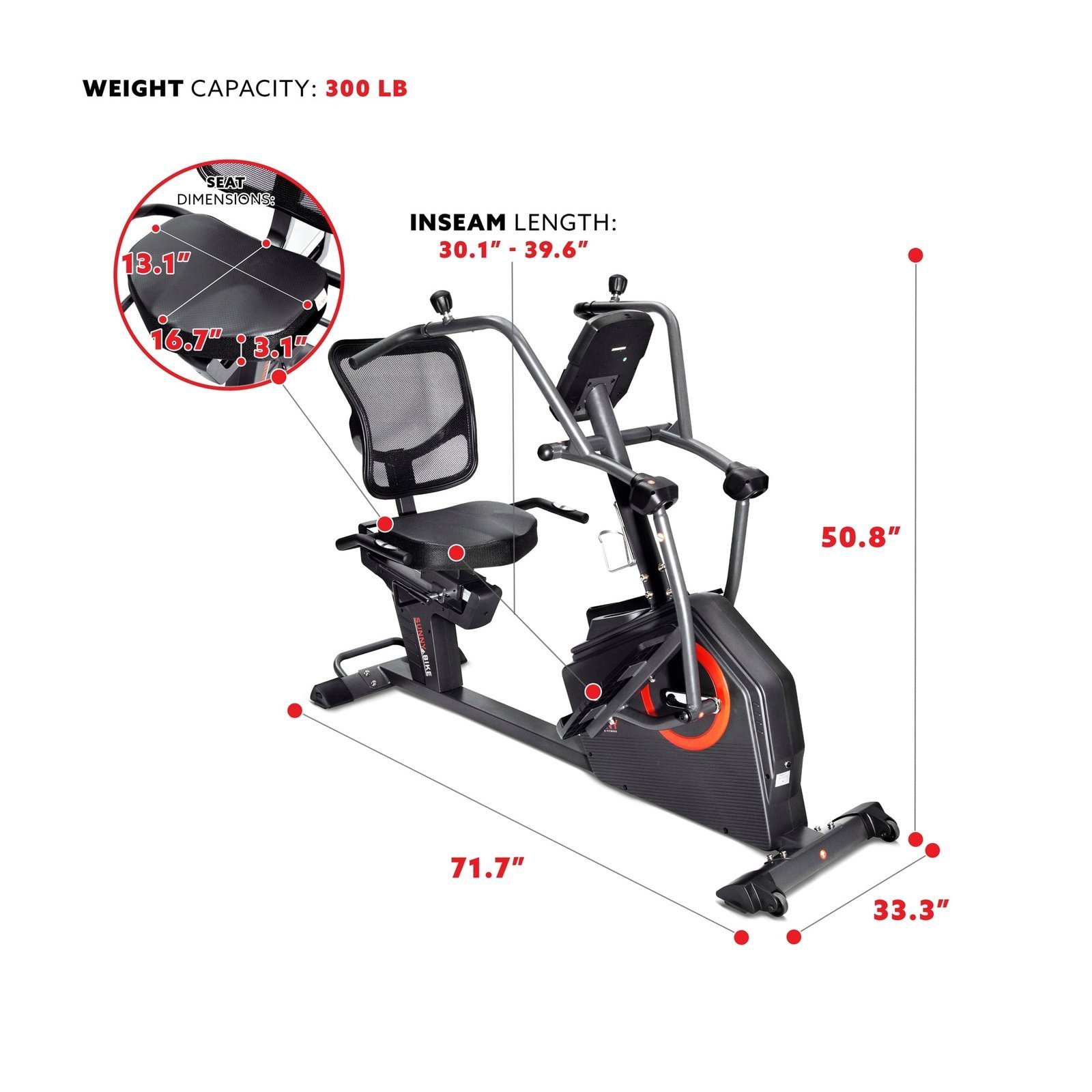Sunny Health & Fitness Smart Recumbent Cross Trainer Elliptical Exercise Bike