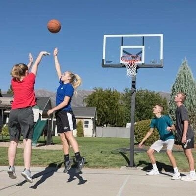 Lifetime Adjustable Bolt Down Basketball Hoop (60-Inch Tempered Glass)