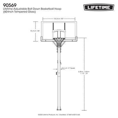 Lifetime Adjustable Bolt Down Basketball Hoop (60-Inch Tempered Glass)