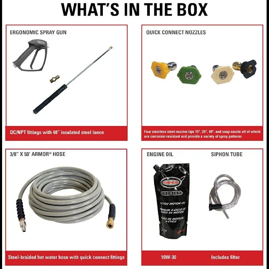 Simpson BB65106 Big Brute Professional 4000 PSI (Gas-Hot Water) Pressure Washer - UK Fast Gas