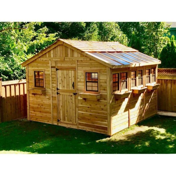 12 ft. W x 12 ft. D Cedar Wood Sunshed Garden Shed