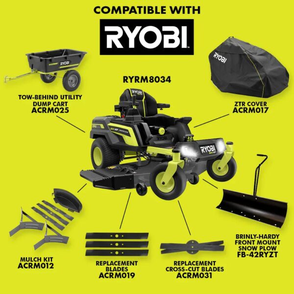 80V Max HP Lithium 54″ Brushless Electric Zero Turn Lawn Mower