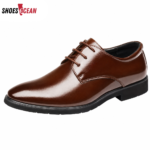 ShoesOcean Men’s Plain-Toe Lace-Up Formal Derby Shoes - Brown