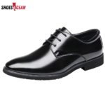 ShoesOcean Men’s Plain-Toe Lace-Up Formal Derby Shoes - Black