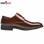 ShoesOcean Men’s Plain-Toe Lace-Up Formal Derby Shoes - Brown