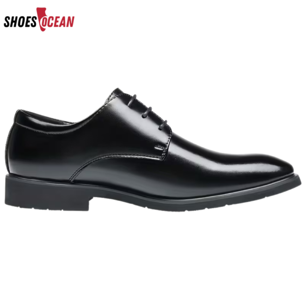 ShoesOcean Men’s Plain-Toe Lace-Up Formal Derby Shoes - Black